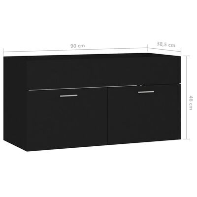 vidaXL Wastafelkast 90x38,5x46 cm bewerkt hout zwart
