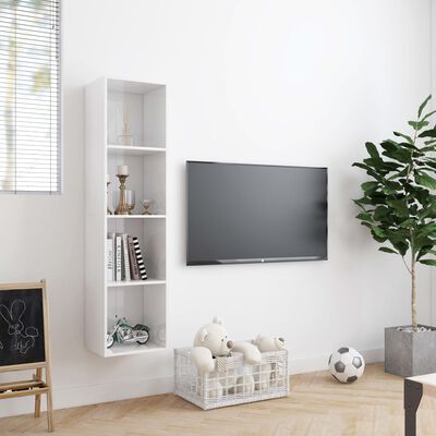 vidaXL Boekenkast/tv-meubel 143x30x36 cm hoogglans wit
