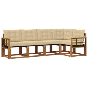 vidaXL Buiten bankenset 5 st Natuurlijk en Beige