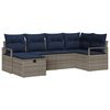 vidaXL Bankstel met kussen met opslag Grijs en Marineblauw poly rattan