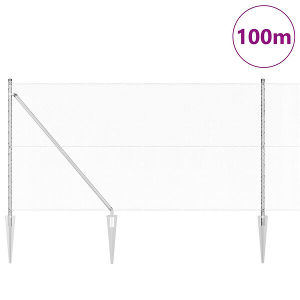 vidaXL Afrasteringspaal Zilver 100 x 1 m (13 mm gaas) Staal