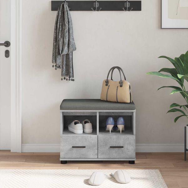 vidaXL Halbank met kussen met lade Beton Grijs 60 x 38 x 46 cm