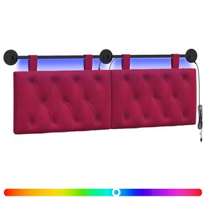 vidaXL Hangend hoofdbord Met LED-verlichting Wijnrood Fluweel