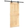 vidaXL Schuifdeur Naturel en Zwart 85 x 210 cm Massief Grenenhout
