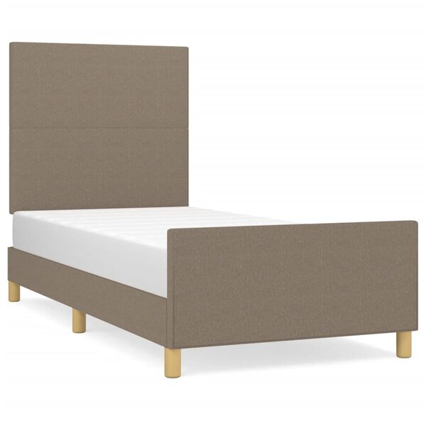 vidaXL Bedframe zonder matras 90x200 cm stof taupe