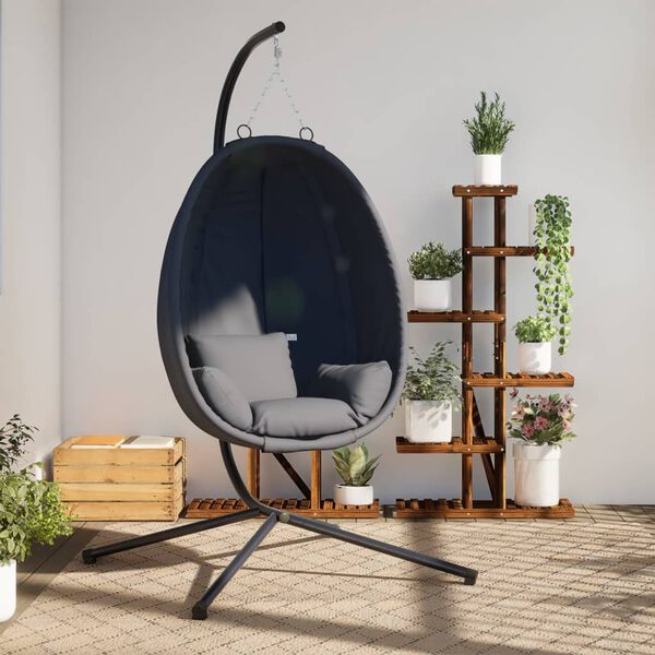 vidaXL Hangende Egg Chair met standaard antraciet stof en staal