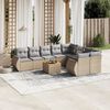 vidaXL 10-delige Loungeset met kussens poly rattan beige