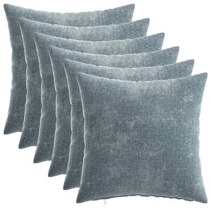 vidaXL Kussensloop 6 st HEERLEN Lichtblauw 30 x 30 cm Chenille Stof