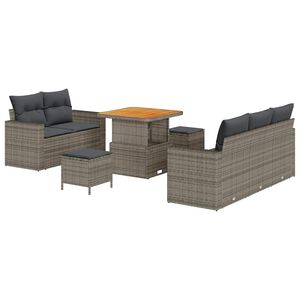 vidaXL Tuin Sofa Set met kussen 8 pcs Grijs poly rattan