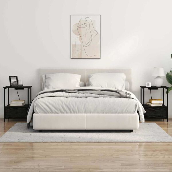 vidaXL Nachtkastje 2 pcs Zwart Eiken 42 x 41 x 56 cm Bewerkt hout