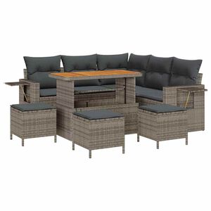 vidaXL Tuinbankenset 10 st 7-zits Grijs poly rattan