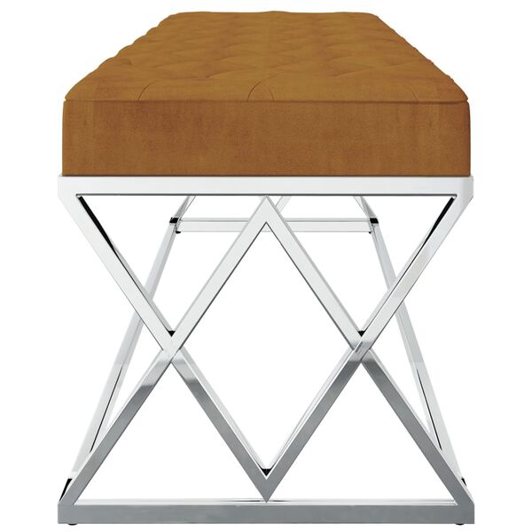 vidaXL Bankje fluweel en roestvrij staal bruin