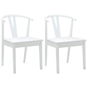 vidaXL Eetkamerstoel 2 st Massief Rubberhout Wit en Wit