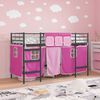 vidaXL Loftbedframe voor Kinderen met Gordijnen Zwart en Roze