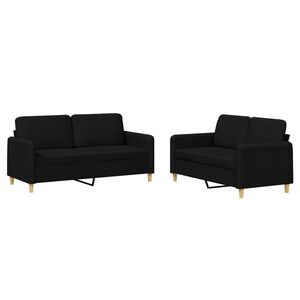 vidaXL 2-delige loungeset met kussens stof zwart
