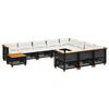 vidaXL 11-delige Loungeset met kussens poly rattan zwart