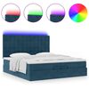 vidaXL Bed poef met matrassen en leds 200x200 cm fluweel donkerblauw