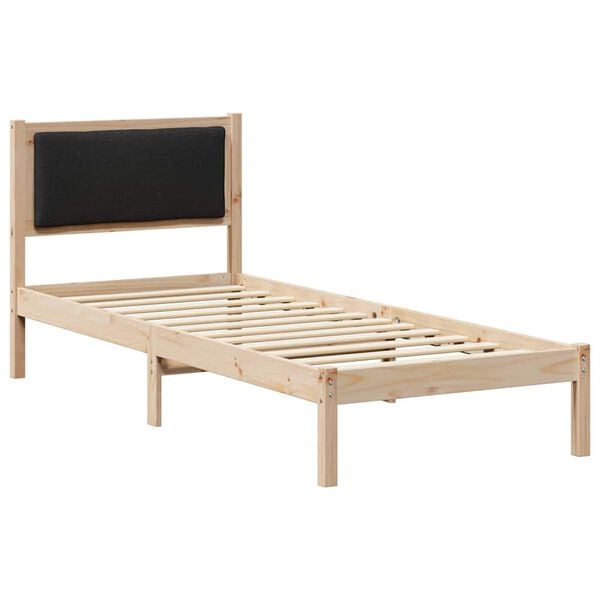 vidaXL Bedframe met hoofdeinde Zwart 80 x 190 cm Massief grenenhout