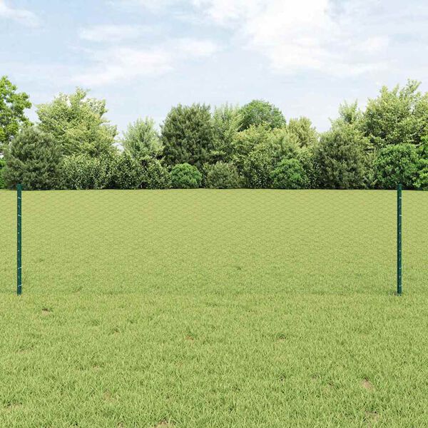 vidaXL Hek met Paal Groen 0,6 x 50 m Staal en PVC
