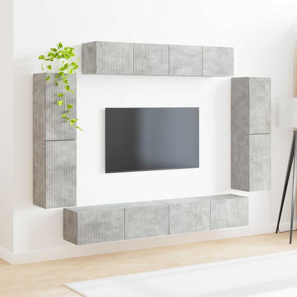 vidaXL TV-kast 8 pcs Beton Grijs