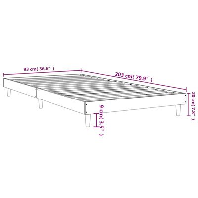 vidaXL Bedframe zonder matras bewerkt hout bruin eikenkleur 90x200 cm