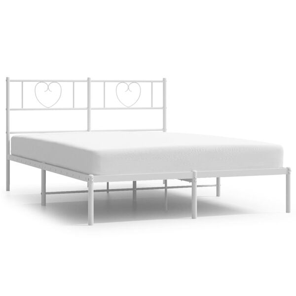 vidaXL Bedframe met hoofdbord metaal wit 140x200 cm