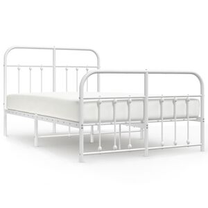 vidaXL Bedframe met hoofd- en voeteneinde metaal wit 120 x 190 cm