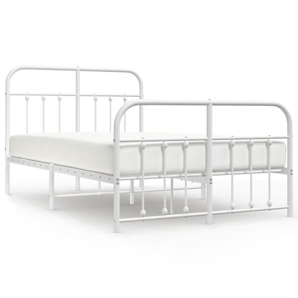 vidaXL Bedframe met hoofd- en voeteneinde metaal wit 120 x 190 cm