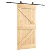 vidaXL Schuifdeur Naturel en Zwart 95 x 210 cm Massief Grenenhout