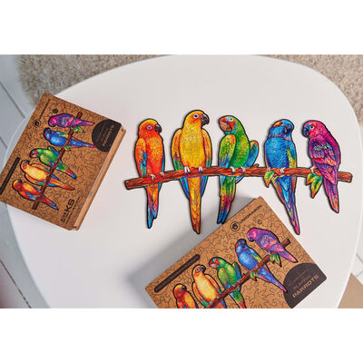 UNIDRAGON Puzzel Playful Parrots 291 stukjes king size 49x27 cm hout