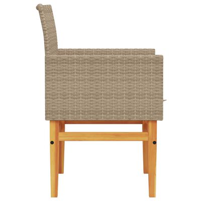 vidaXL Tuinstoelen 2 st met kussens poly rattan en massief hout beige