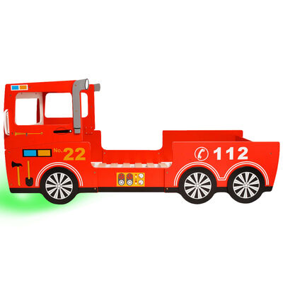 vidaXL Kinderbed brandweerwagen met LED-verlichting 200x90 cm rood