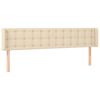 vidaXL Hoofdbord met randen 203x16x78/88 cm stof cr&egrave;mekleurig