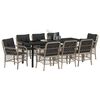 vidaXL Tuin eettafelset met kussen 9 pcs Lichtgrijs poly rattan