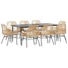 vidaXL 9-delige Tuinset met kussens poly rattan glas bruin