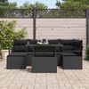 vidaXL Tuin Sofa Set met opslag 7 pcs Zwart Poly riet
