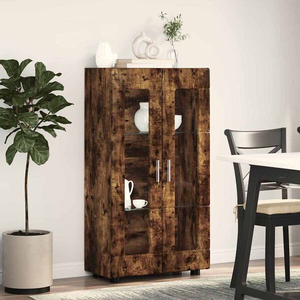 vidaXL Dressoir Gerookt eiken 55,5 x 29 x 103 cm Bewerkt hout
