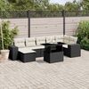 vidaXL 8-delige Loungeset met kussens poly rattan zwart