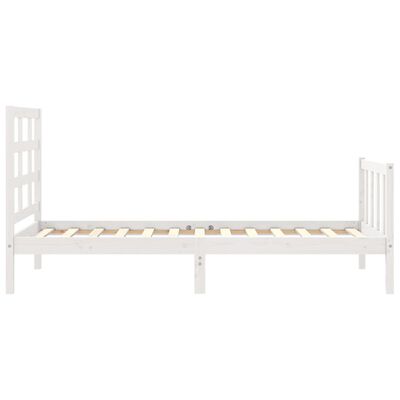 vidaXL Bedframe met hoofdbord massief hout wit 90x200 cm