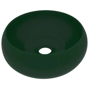 vidaXL Wastafel rond 40x15 cm keramiek mat donkergroen