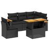 vidaXL 6-delige Loungeset met kussens poly rattan zwart