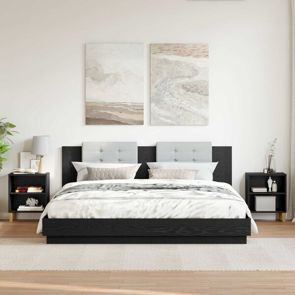 vidaXL Bed kast 2 pcs Zwart Eiken 40 x 30 x 50 cm Bewerkt hout