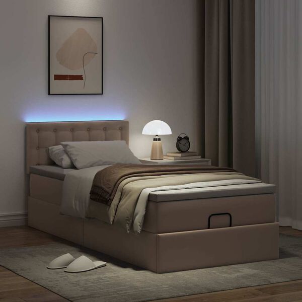 vidaXL Ottoman bed met matrassen en LED's 80x200 cm kunstleer