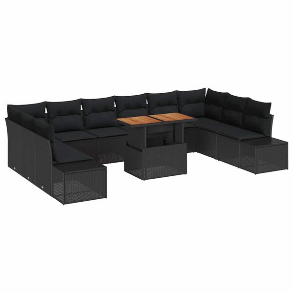 vidaXL Tuin Sofa Set met kussen met kussen 11 pcs Zwart en Bruin