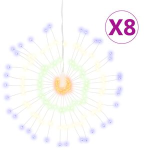 vidaXL Kerstverlichting vuurwerk 8 st 140 meerkleurige LED's 17 cm