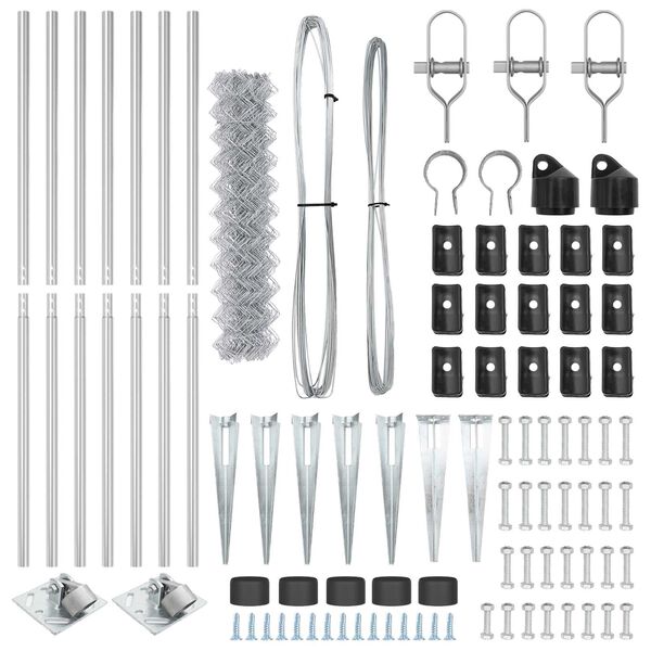 vidaXL Afrasteringspaal Zilver 10 x 1,4 m (40 x 40 mm gaas) Staal
