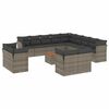 vidaXL 14-delige Loungeset met kussens poly rattan grijs
