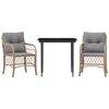 vidaXL 3-delige Bistroset met kussens poly rattan gemengd beige