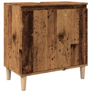 vidaXL Wastafelkast 58x33x60 cm bewerkt hout oud houtkleurig