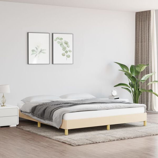 vidaXL Bedframe zonder matras stof cr&egrave;mekleurig 180x200 cm